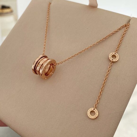 BVLGARI B.ZERO1 series spring small 18k rose gold necklace for men and women - Picture 5 of 5